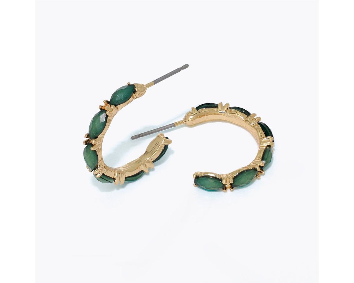 Earrings-Faceted Green Gold Hoops