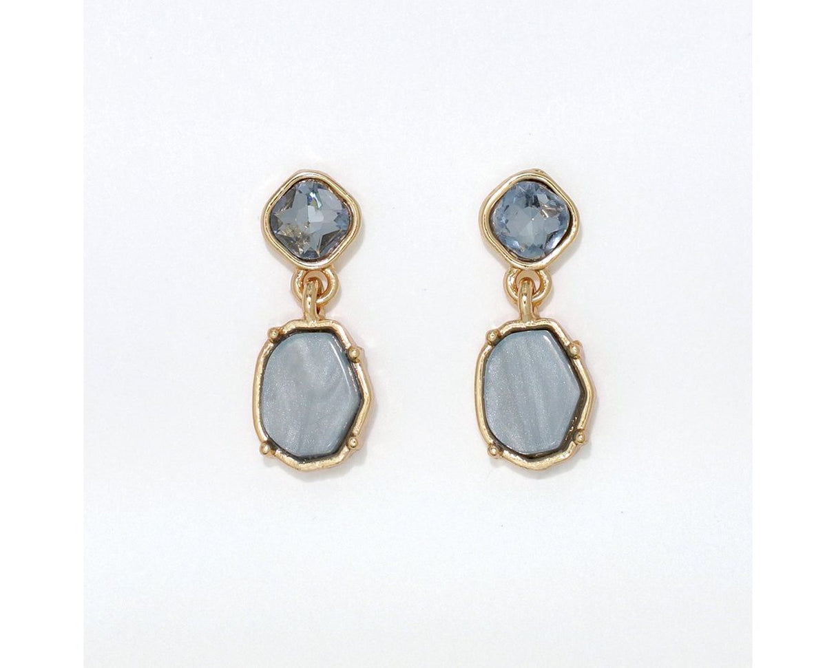 Earrings-Dusty Blue w Crystals