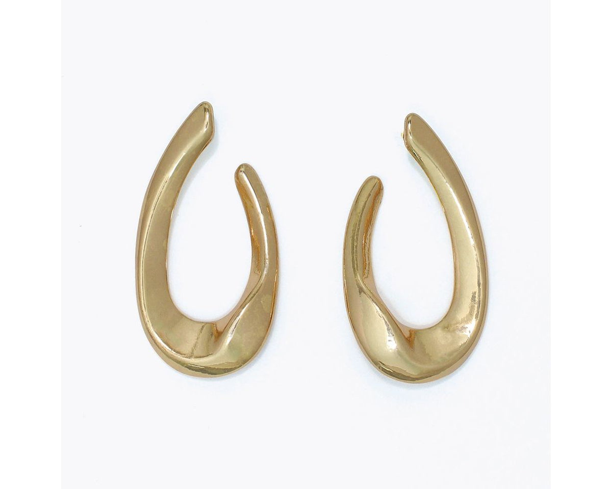 Earrings-Gold Polished Open Drop