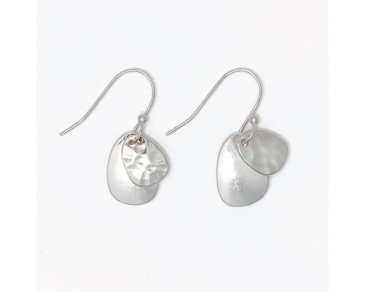Earrings-Hammered + Polished Silver