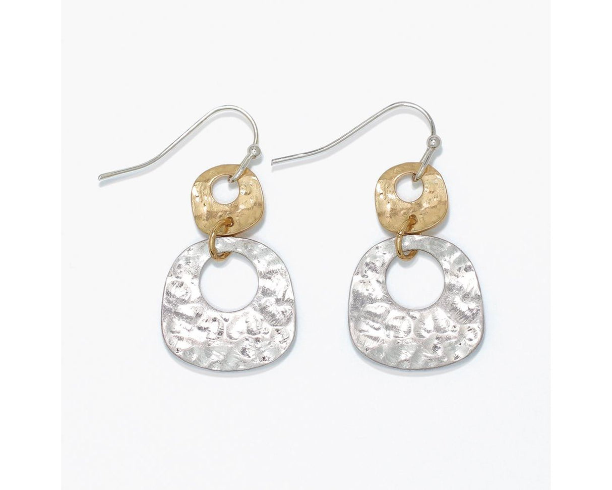Earrings-Hammered TwoTone Dangles