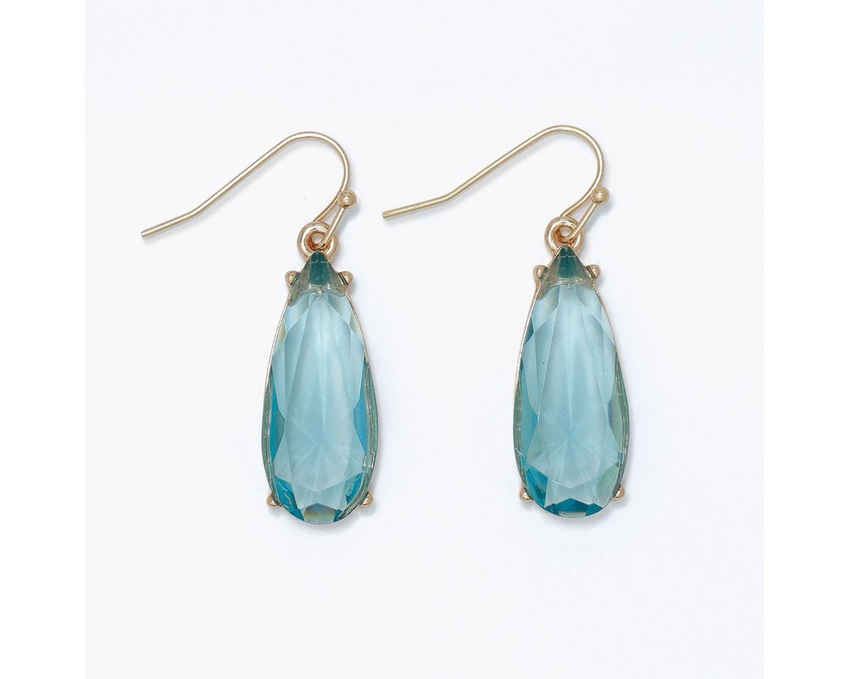 Earrings-Dusky Blue Faceted Crystal