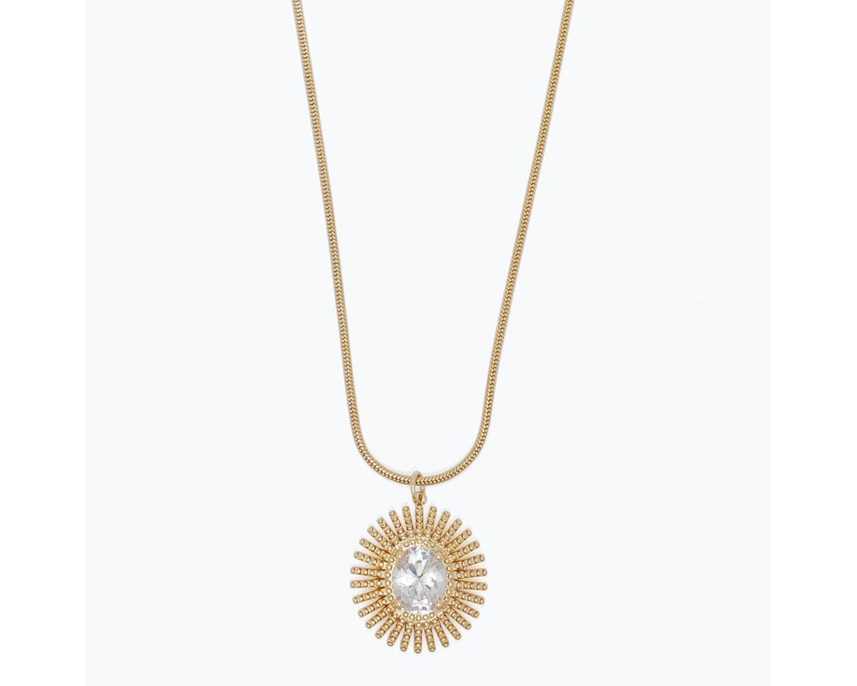 Necklace-Tetured Gold w Clear Cryst