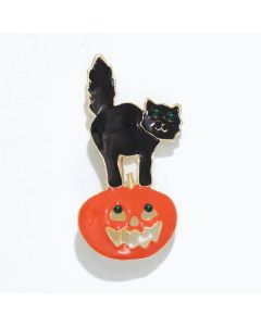 Pin-Black Cat on Pumpkin