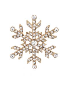 Pin-Gold Snowflake w Clear Crystals