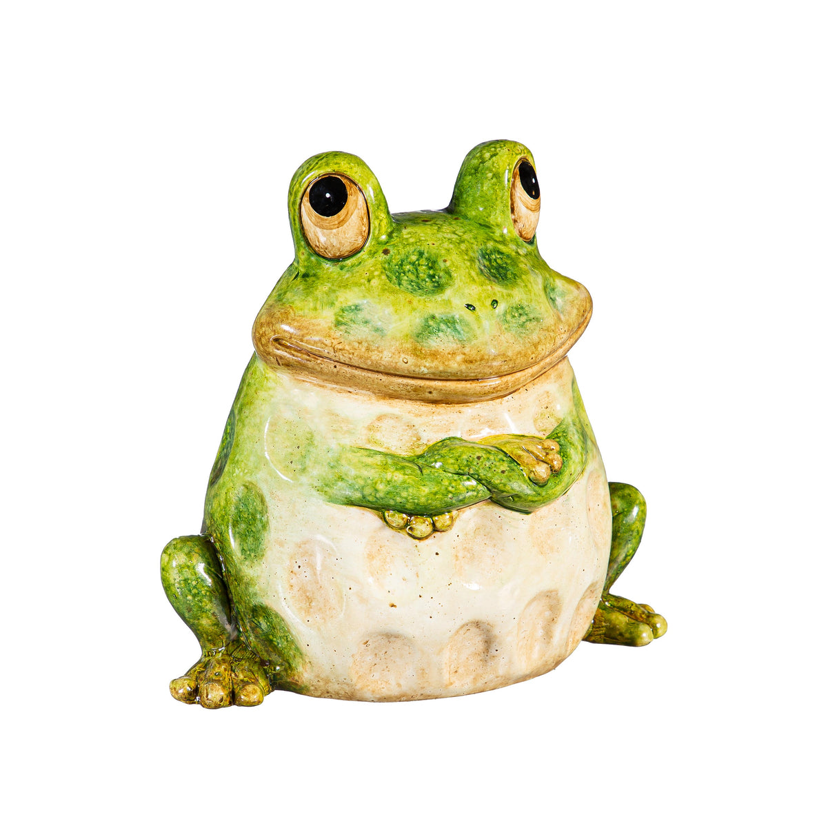 Ceramic Frog Family Statue, 7"H