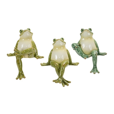 Frog Shelf Sitters (3 Asst) 4"H Resin