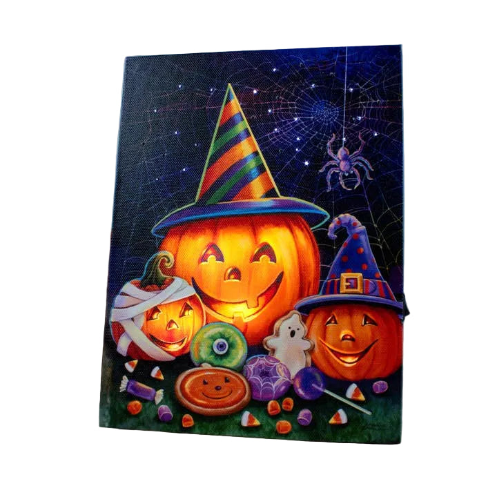 Mini Lighted Easel Back - 8x6 - Pumpkin Trio