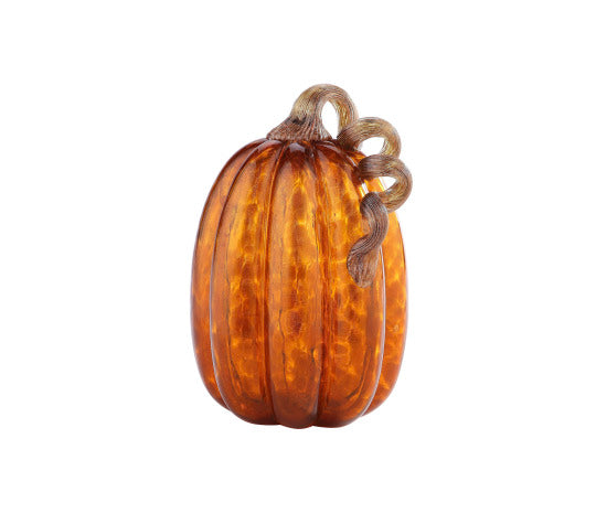 9.5'' Glass Pumpkin With Curly Stem
