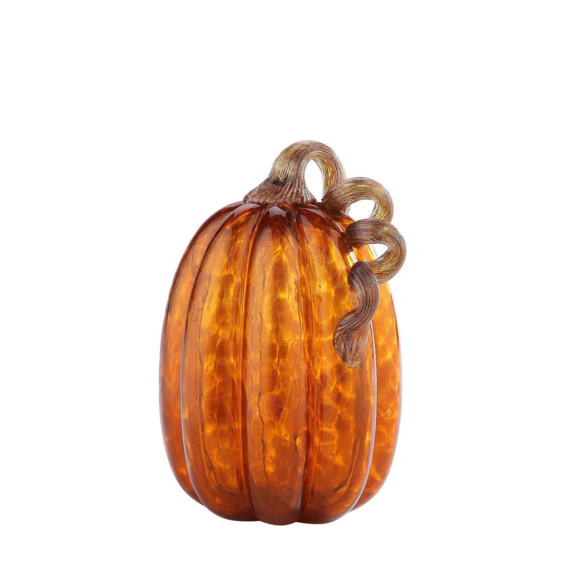 9.5" - Glass Pumpkin With Curly Stem