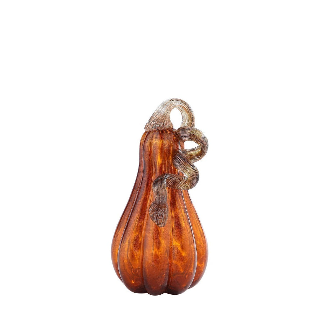 9" - Glass Pumpkin With Curly Stem