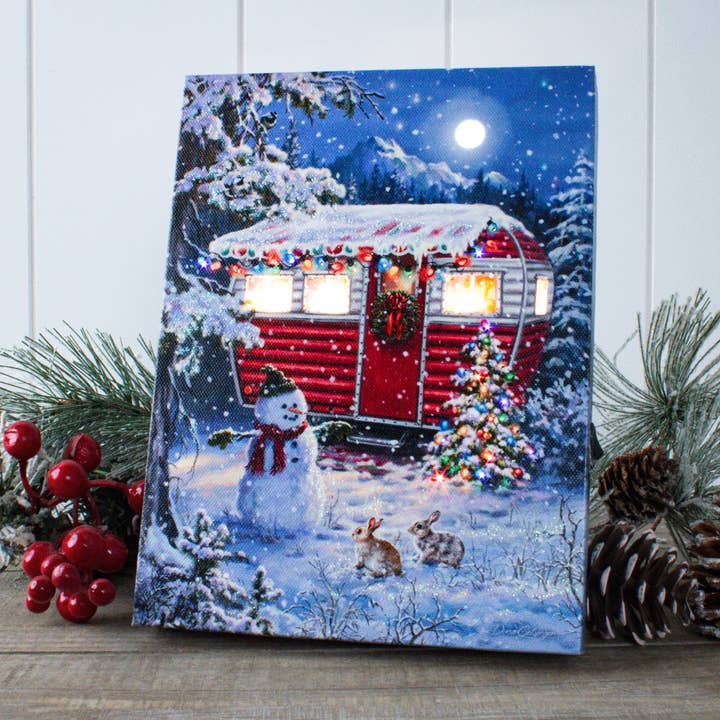 Mini Lighted Easel Back - 8x6 - Snowy Retreat