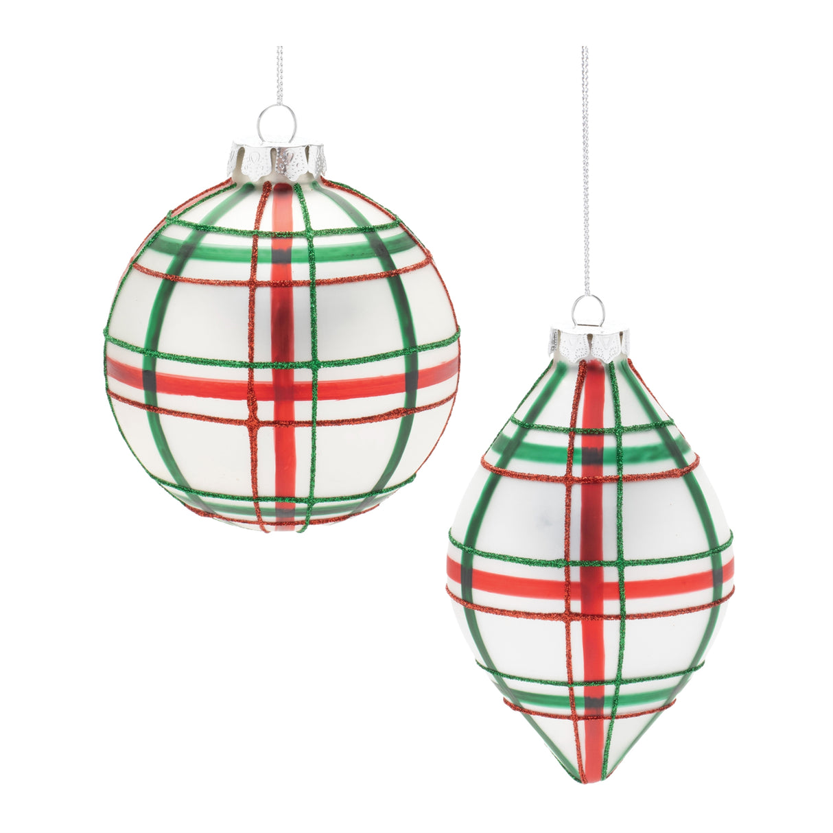 Plaid Glass Ornament