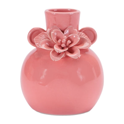 Vase w/Floral 5.75"H Stoneware
