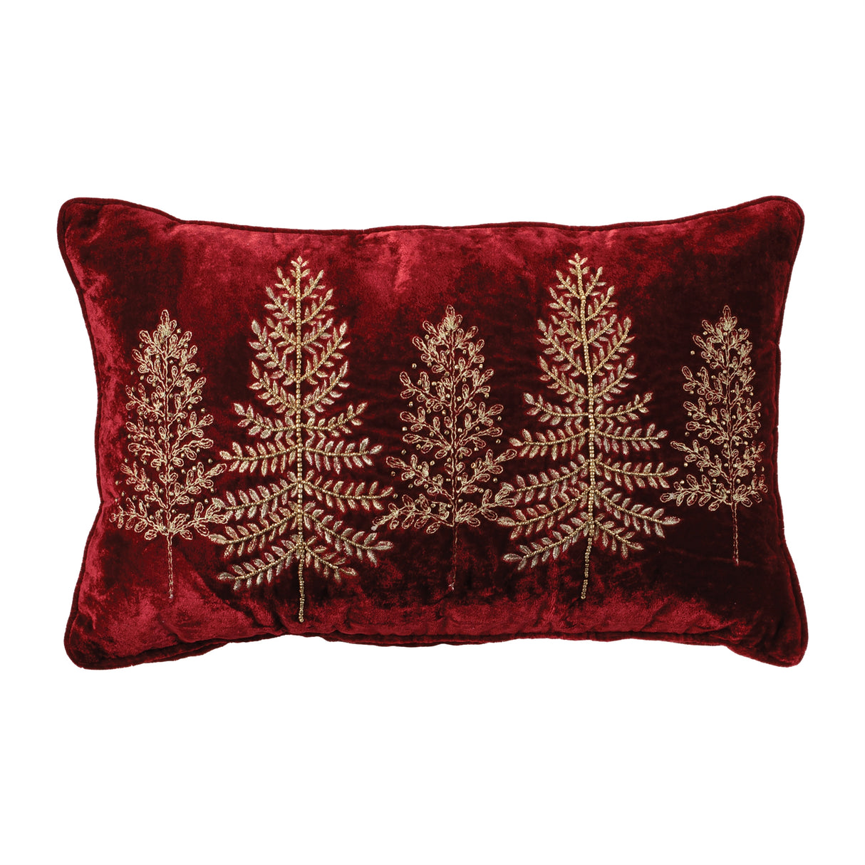 Red Pillow with Trees