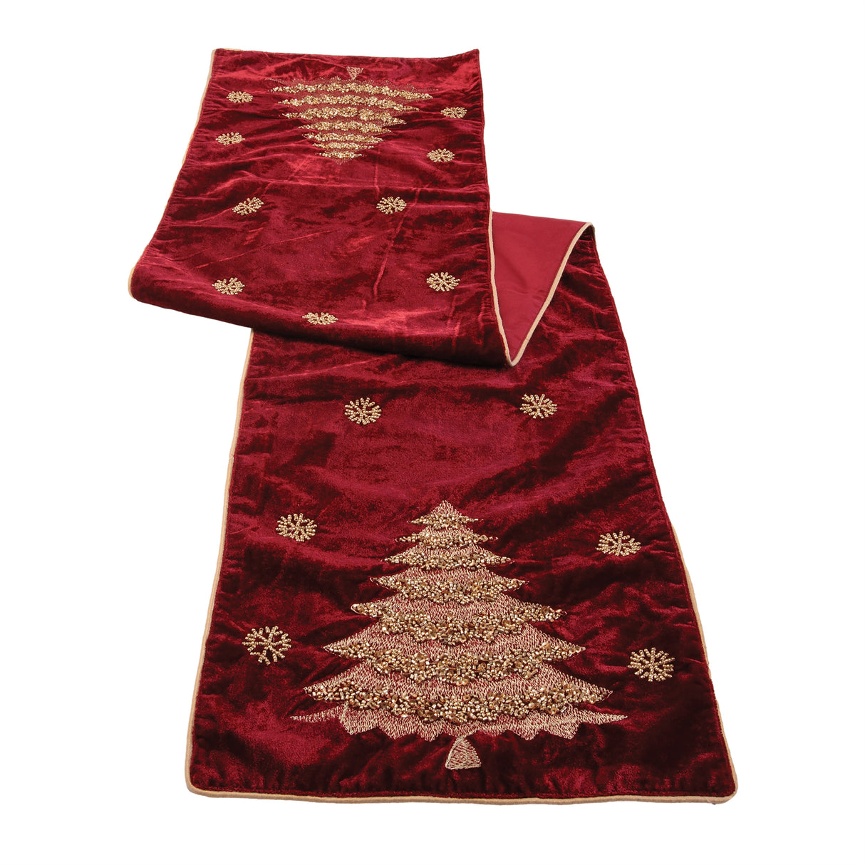 Dark Red Table Runner with Tree