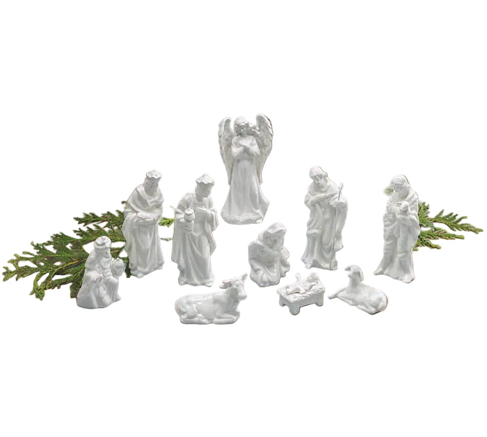 10 Piece White Porcelain Nativity Set