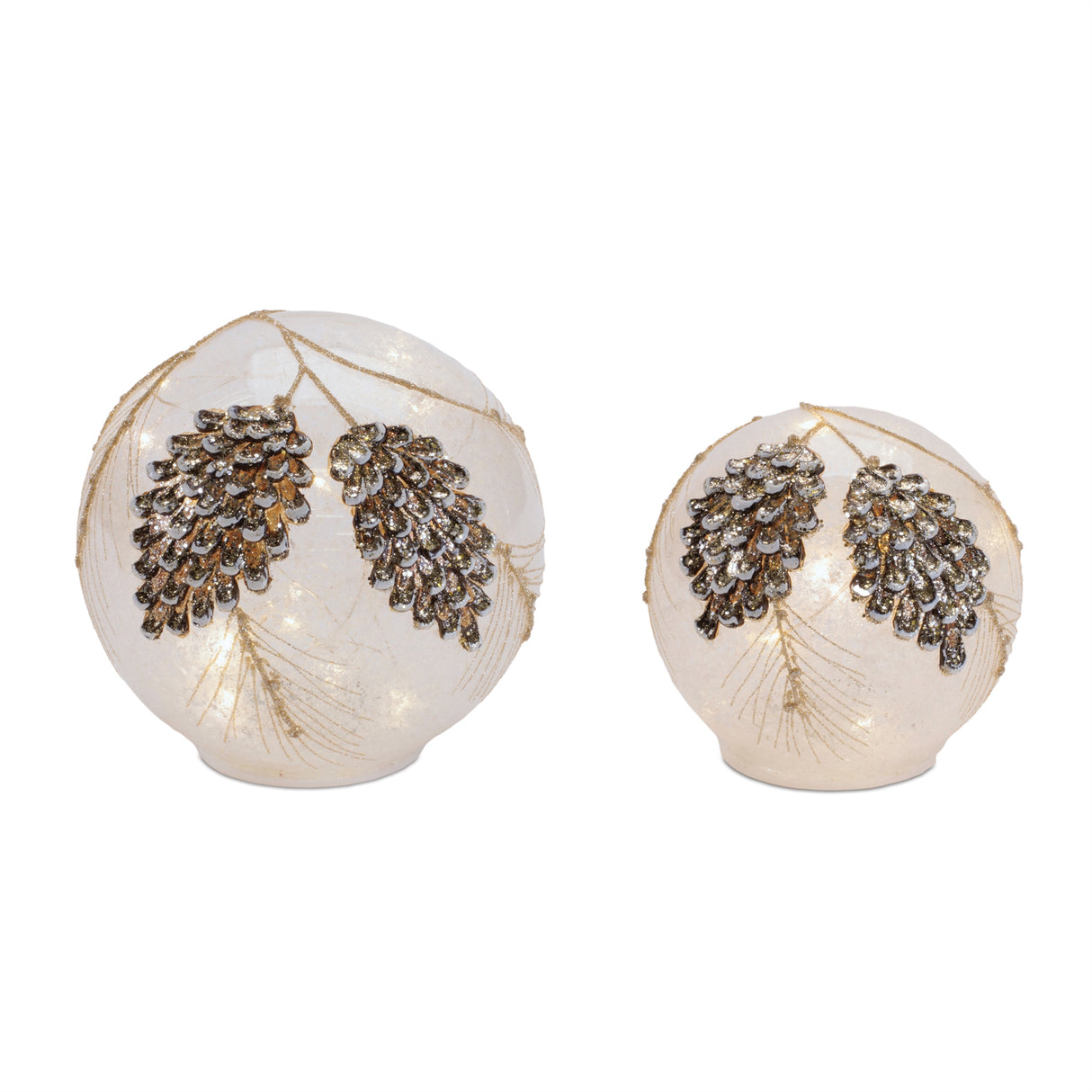LED Globe w/Pine Cone - 2 Sizes