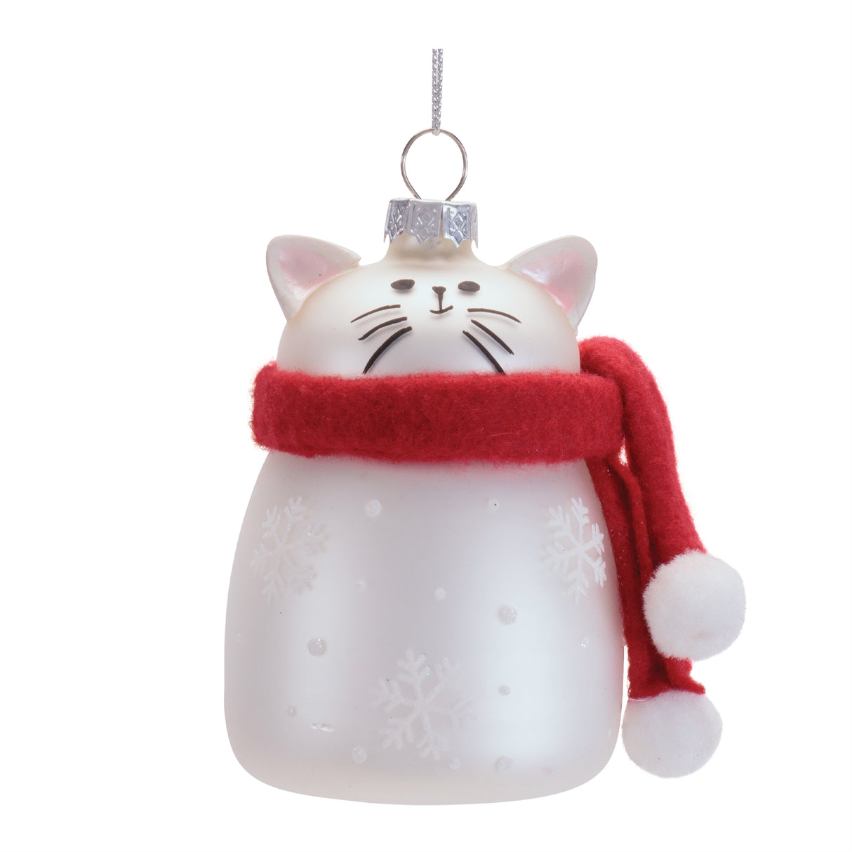 Cat Ornament 3.5”H Glass/Polyester