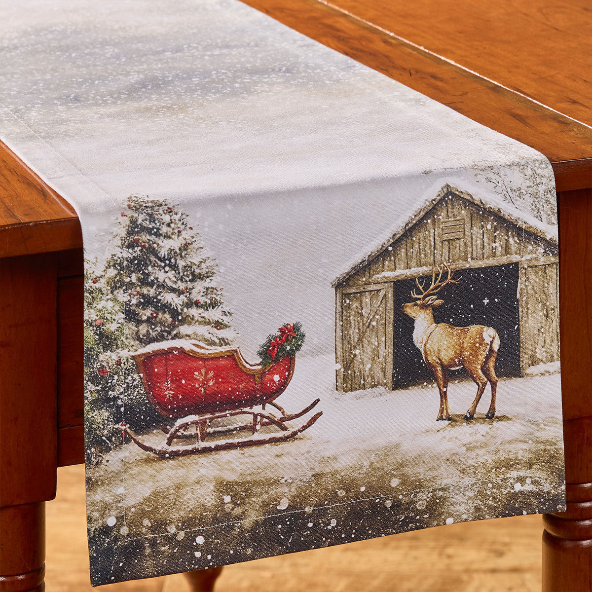 Santa And Reindeer T/R 13" X 54"