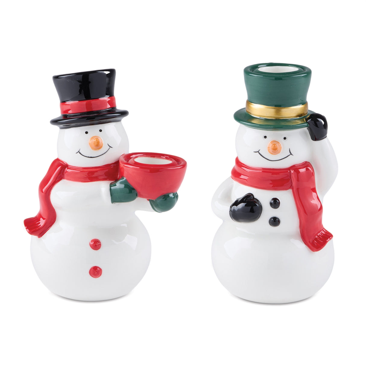 Snowman Taper Candle Holder 6.25”H Ceramic