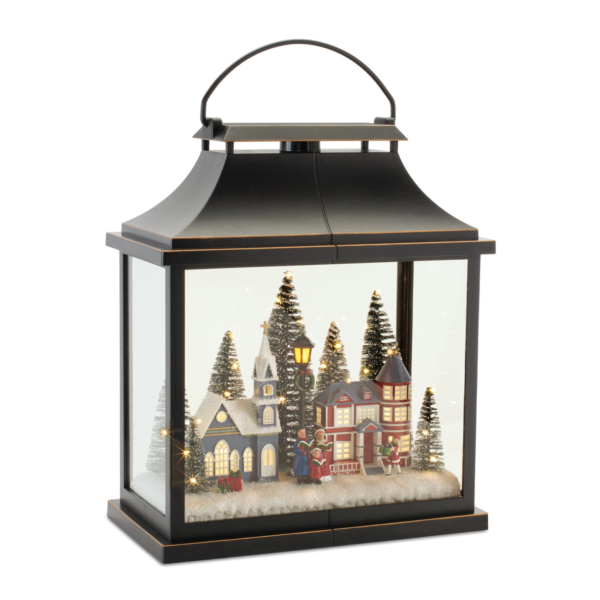 LED Lantern w/Carolers 16”H Plastic/Glass 3 AA Batteries Not Included/USB Cord Included