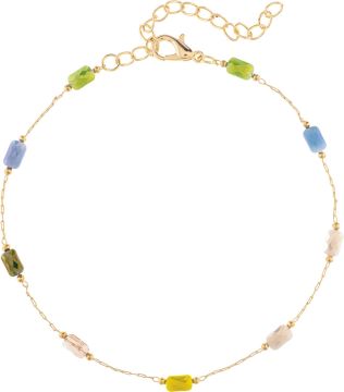 Gold Multi Color Glass Bead Anklet