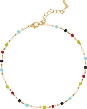 Gold Tiny Multicolored Cube Bead Chain Anklet