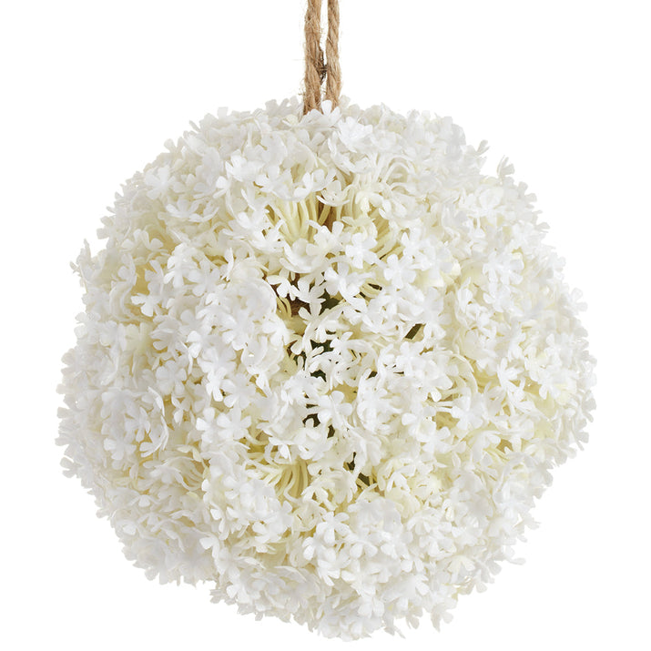 5" Hanging Snowball Flower Artificial Topiary Ball - White