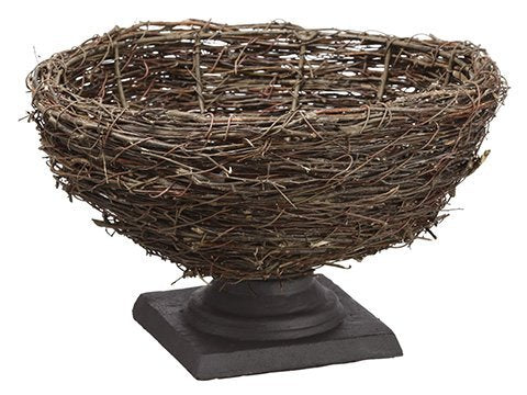 8″H x 14″D Twig Urn on Stand Brown