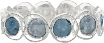 Silver and Blue Circle Discs Bracelet