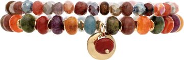 Gold and Pink Color Treated Jade Bracelet Set