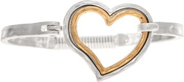 Two Toned Double Heart Spring Coil Bracelet