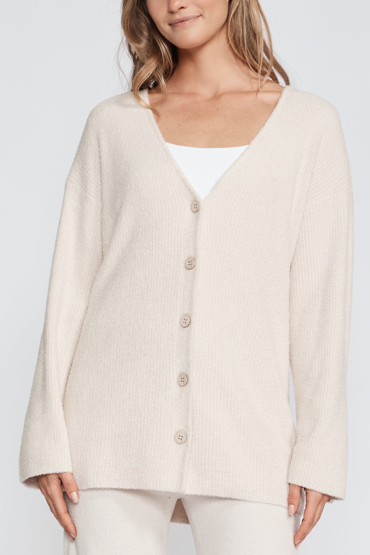 CCL Thin Rib Button Front Cardigan