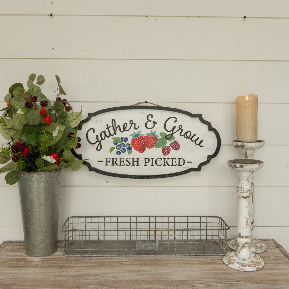 Gather and Grow Oval Sign