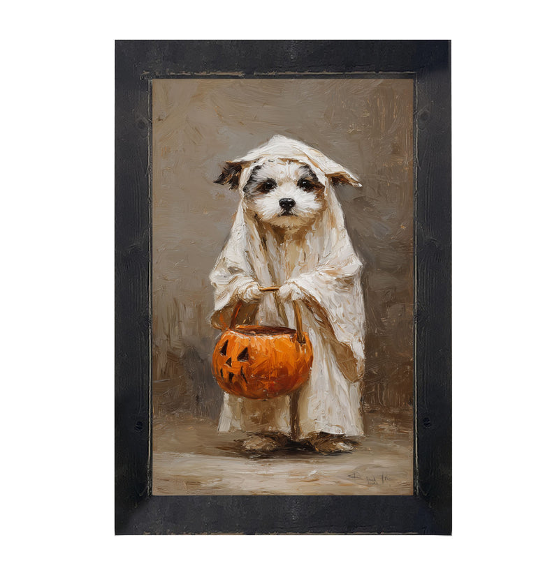 Trick or Treating Pets - Dog as a Ghost