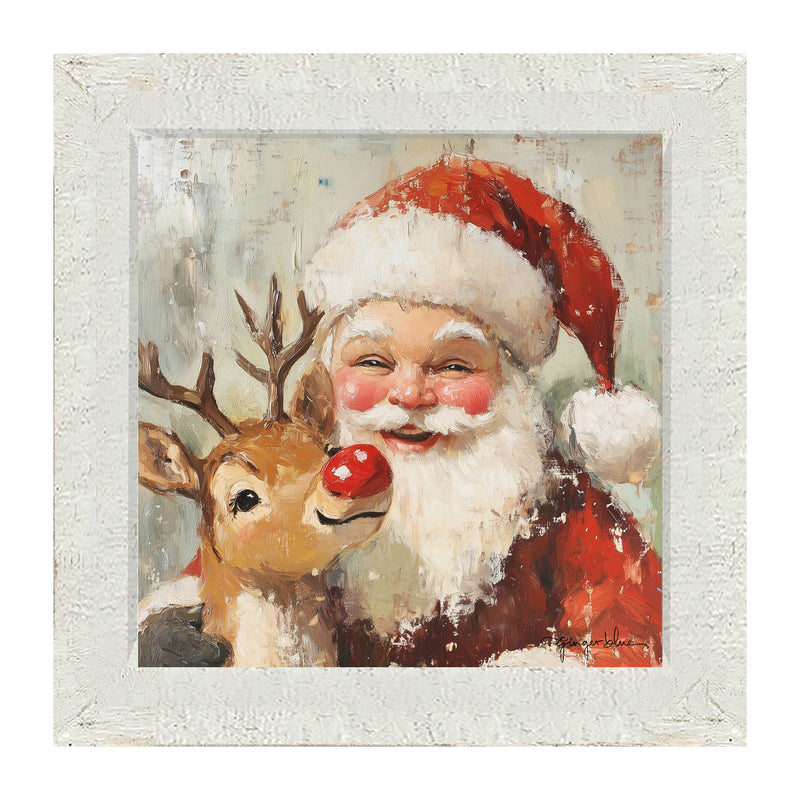 Santa Smiling with Reindeer -Large
