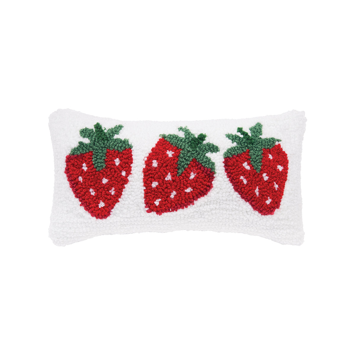 Strawberry Trio Hooked Pillow