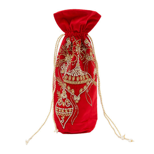 Luxe Noel Hand Beaded Wine Bag