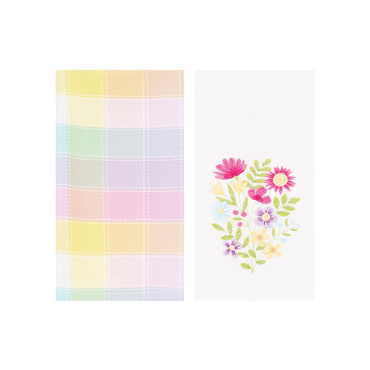 Hana Color Block Plaid Towel Set 2
