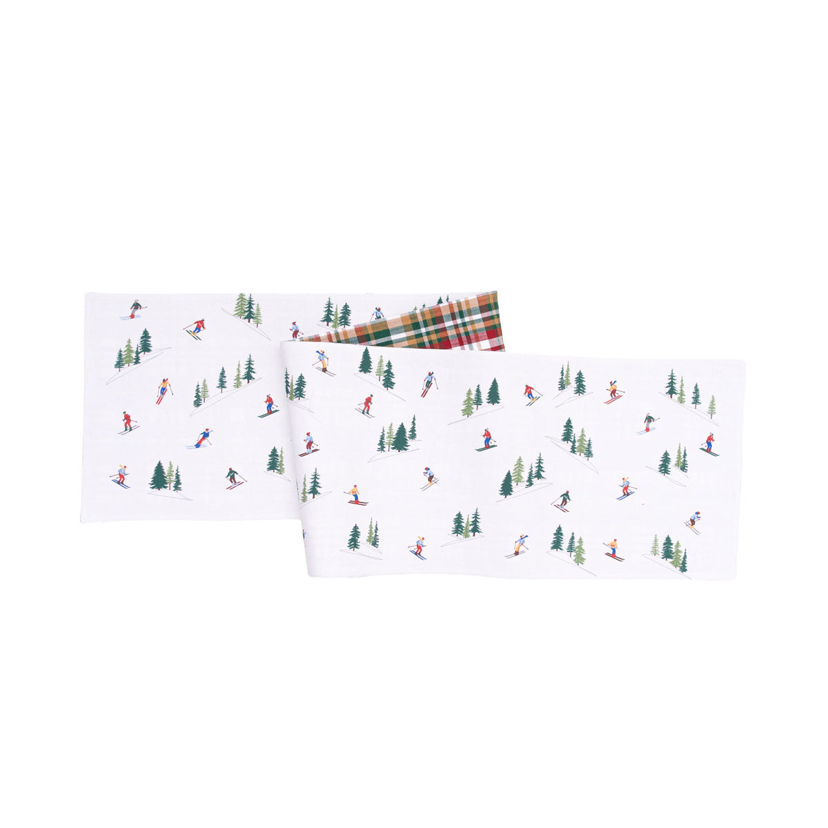 Alpine Skiers & Plaid Runner