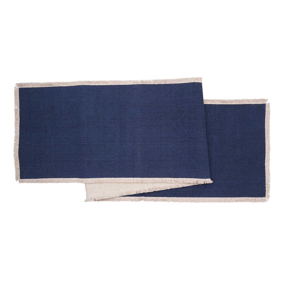 Fringed Vintage Indigo Runner