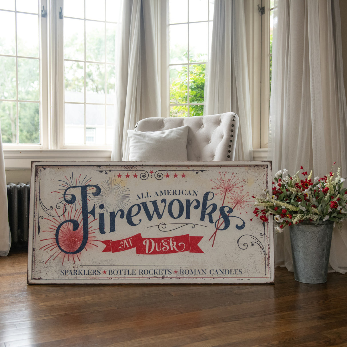 48" FIREWORKS AT DUSK SIGN