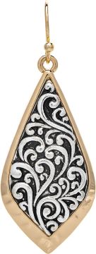 Two Toned Gold Edge OX Swirl Ellipse Earring