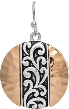 Two Toned Circle Ox Swirl Stripe Earring
