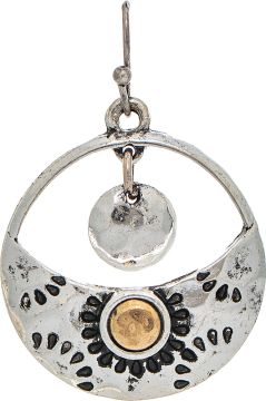 Two Toned Engraved Dome Bead Drop Earrings