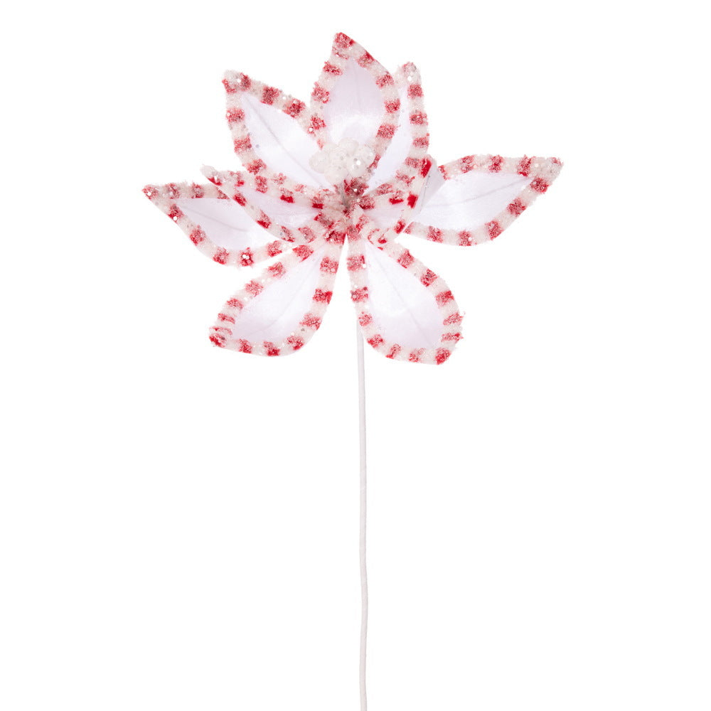 22" x 12" White/Red Peppermint Flower