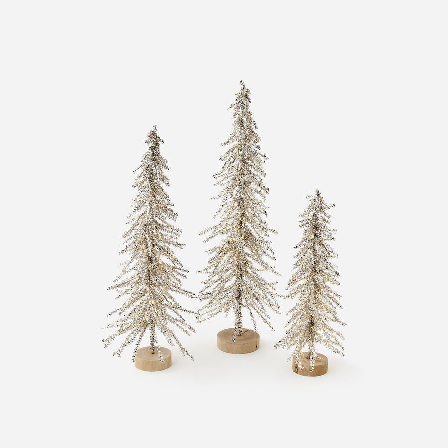 Lit Silver Tinsel Tree, w/Adaptor,