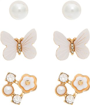 WH Flower Butterfly Pearl Earrings