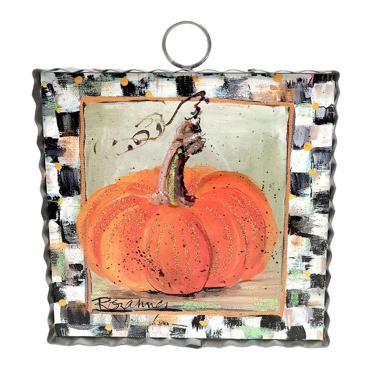 Mini Rozie’s Orange Pumpkin with Checkered Border